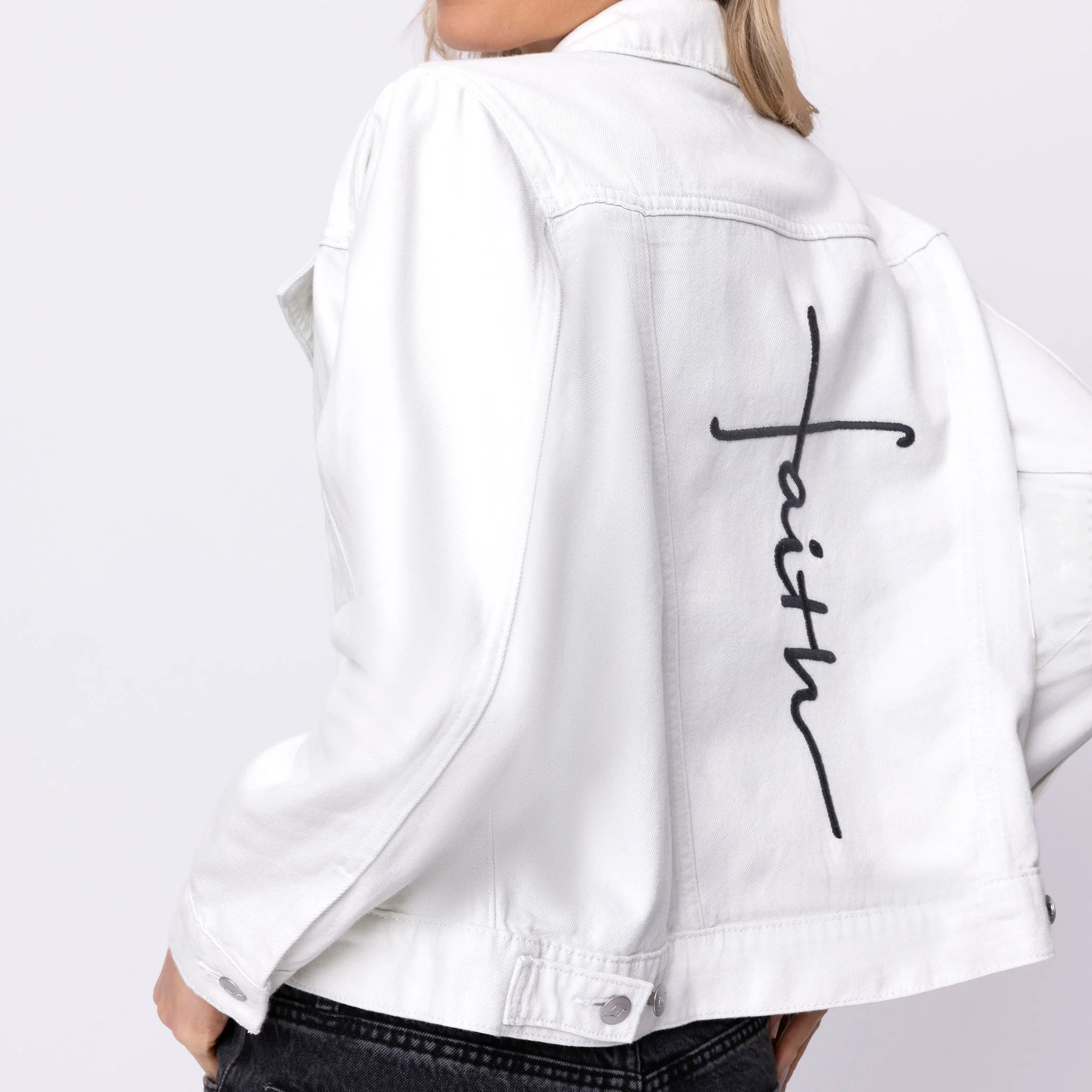 Faith Cross Denim Jacket - Image 3