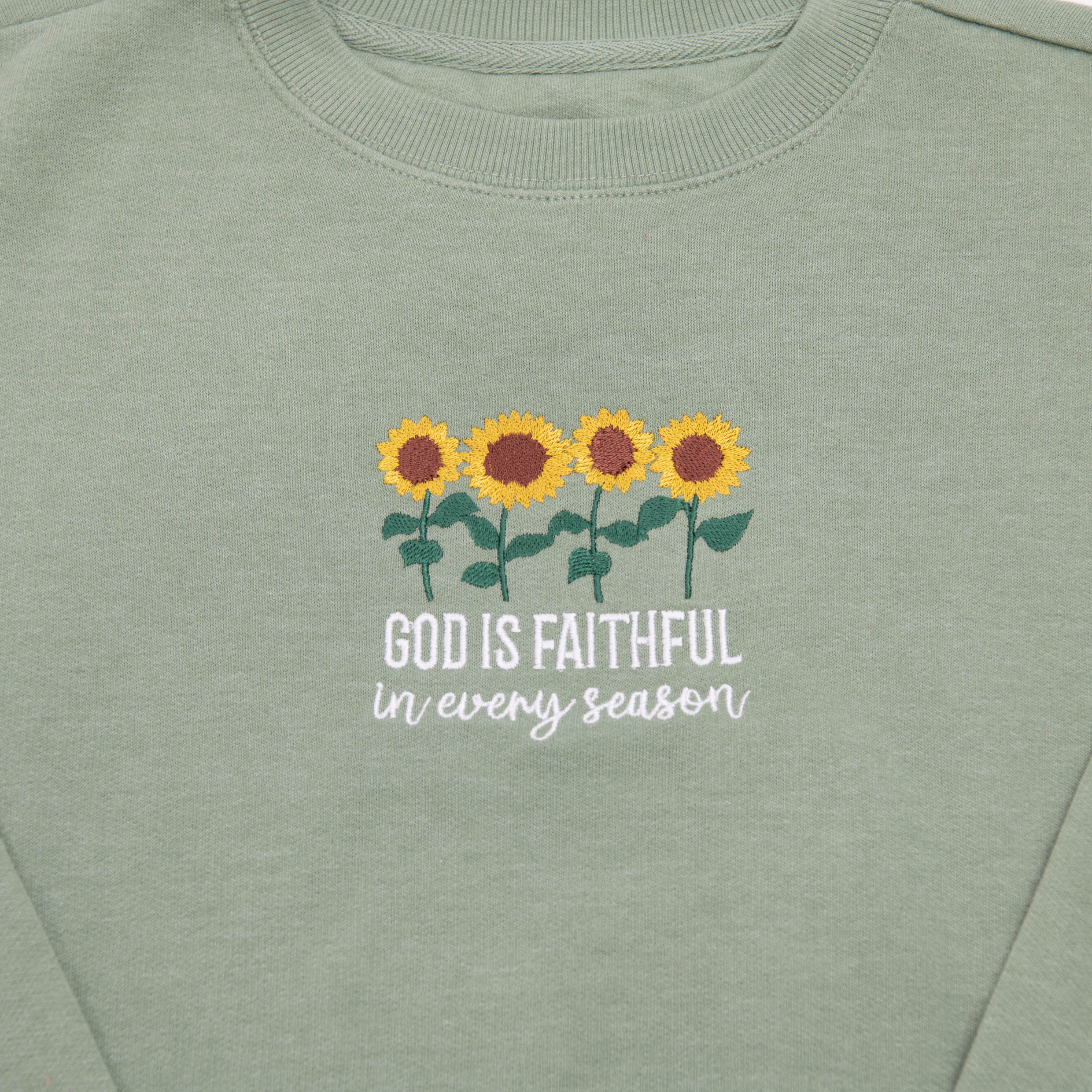 Embroidered God is Faithful Sweatshirt - Image 3