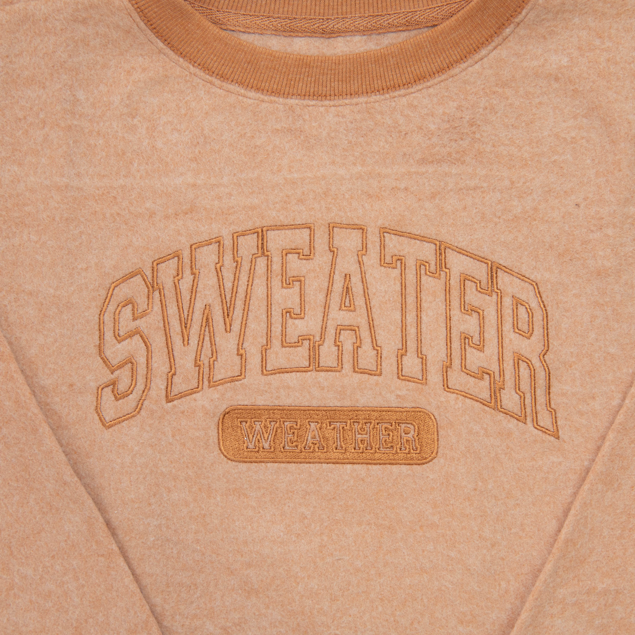 Embroidered Sweater Weather Fuzzy Sweatshirt - Image 3