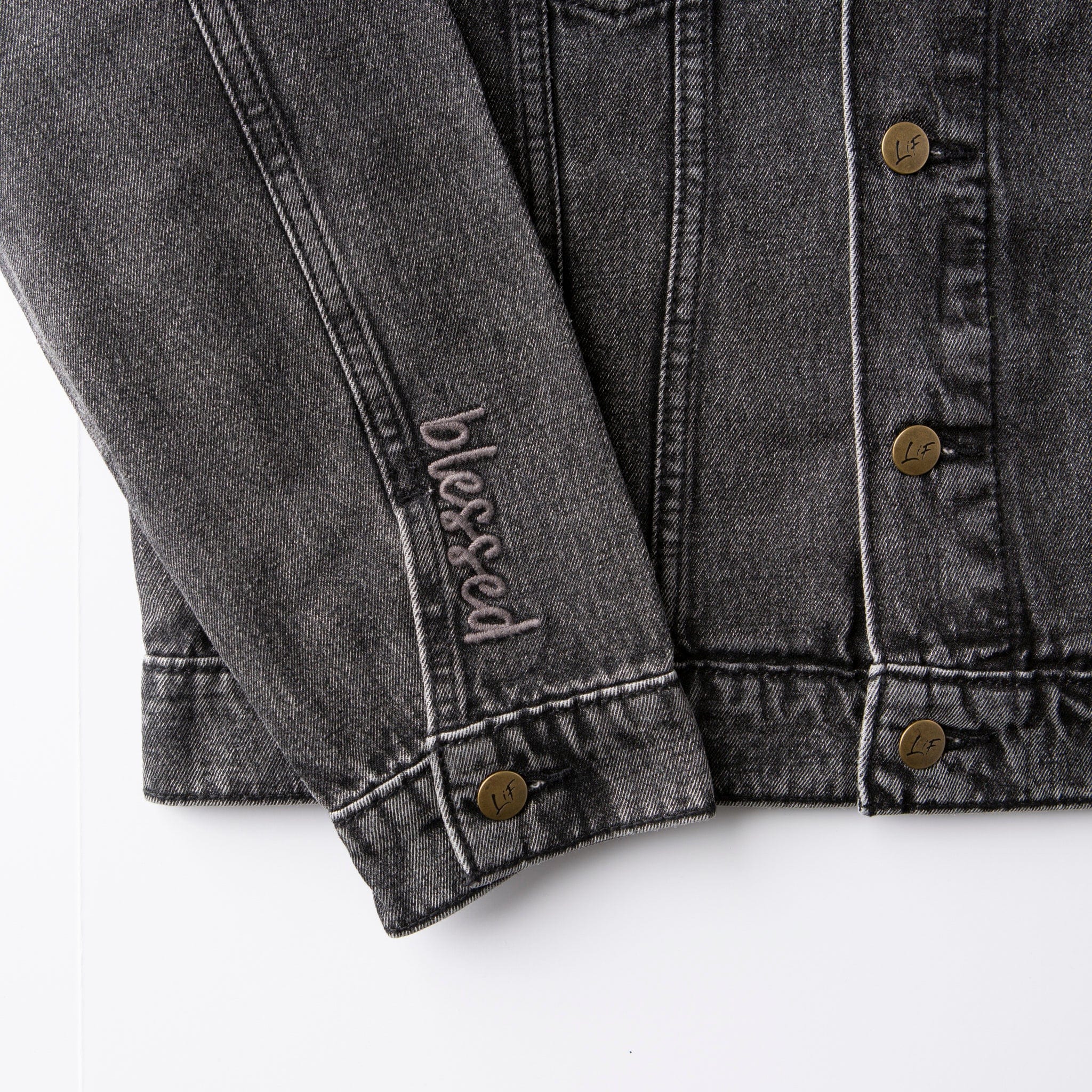 Vintage Washed Blessed Denim Jacket - Image 3