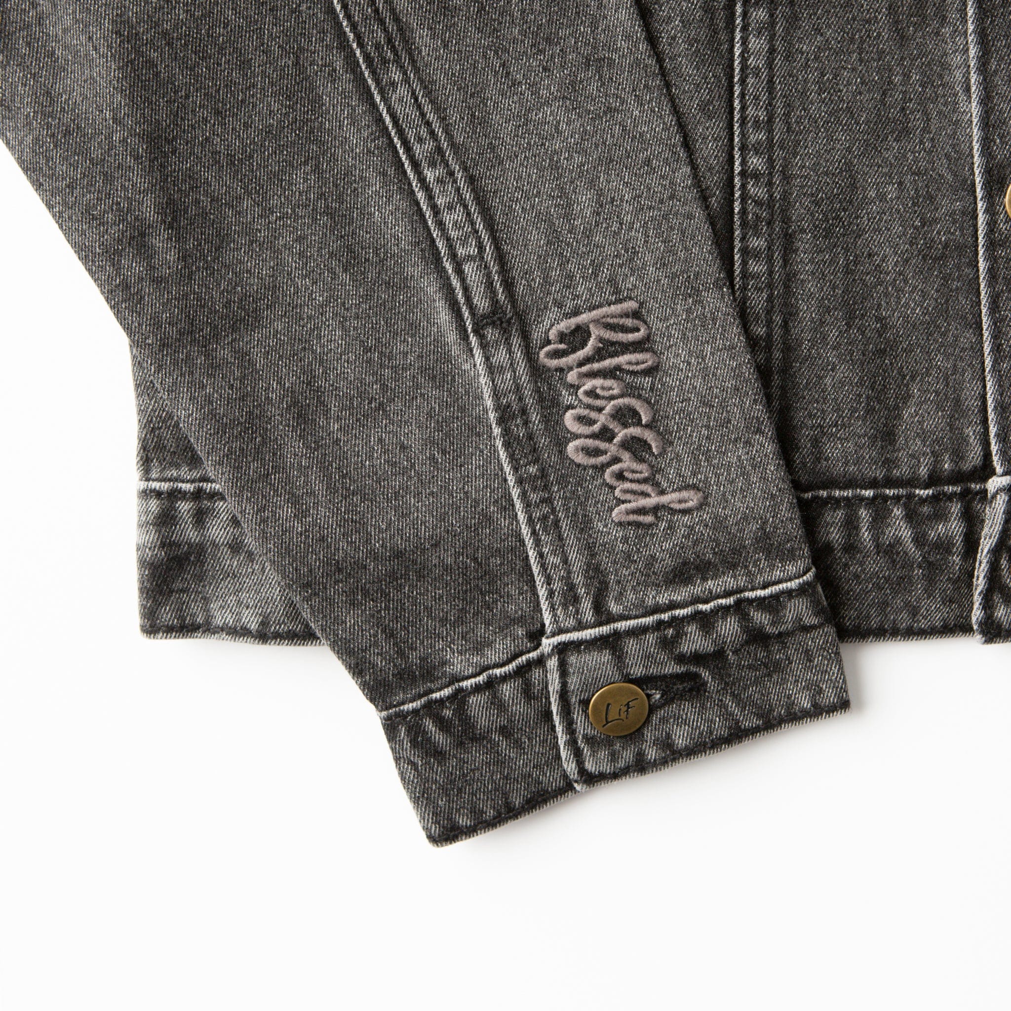 Vintage Washed Blessed Denim Jacket - Image 4