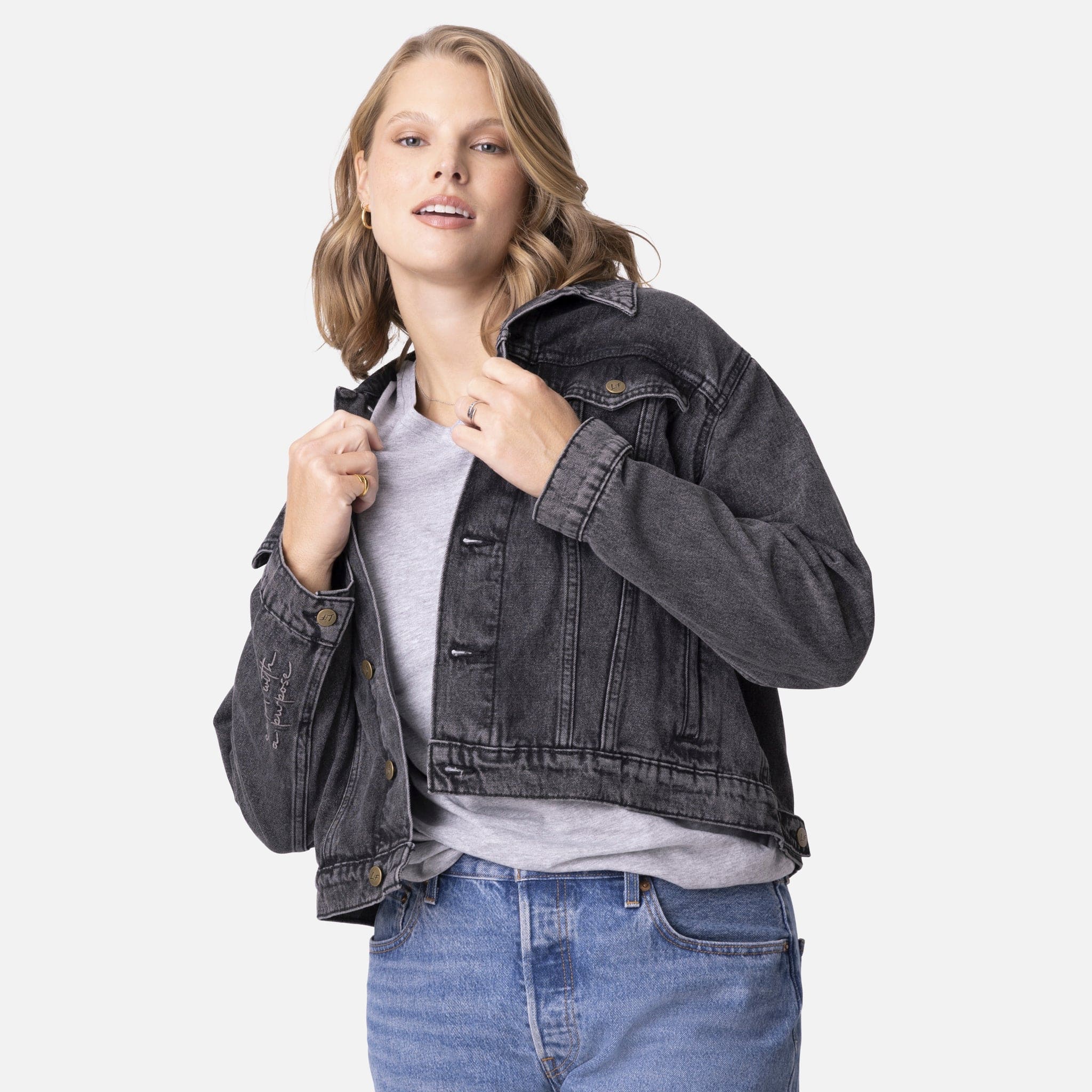 Vintage Washed Created With A Purpose Denim Jacket - Image 11