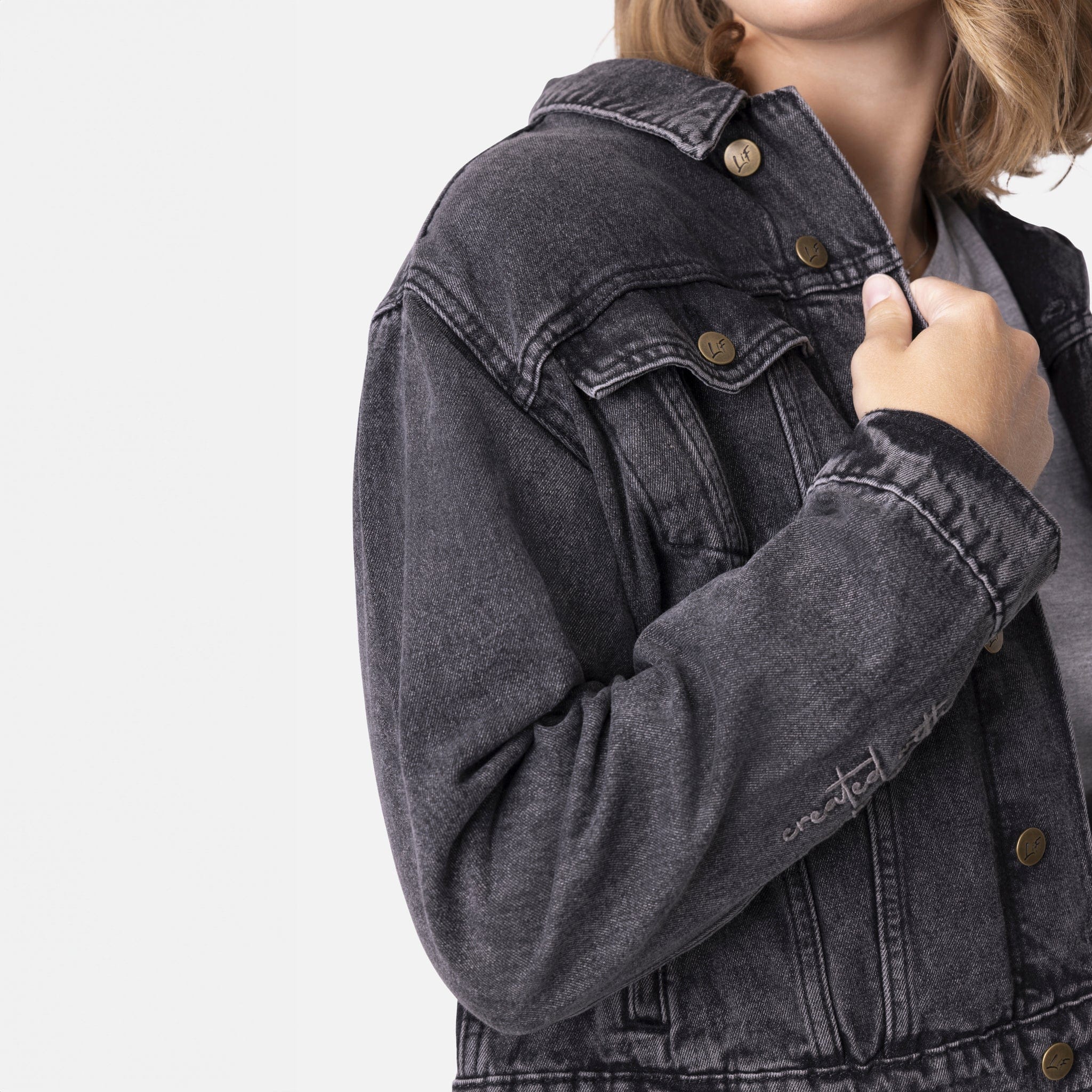 Vintage Washed Created With A Purpose Denim Jacket - Image 12