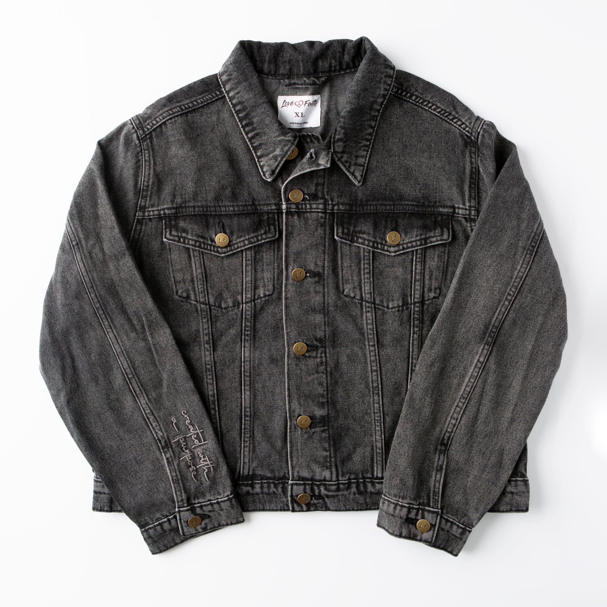 Vintage Washed Created With A Purpose Denim Jacket - Image 6