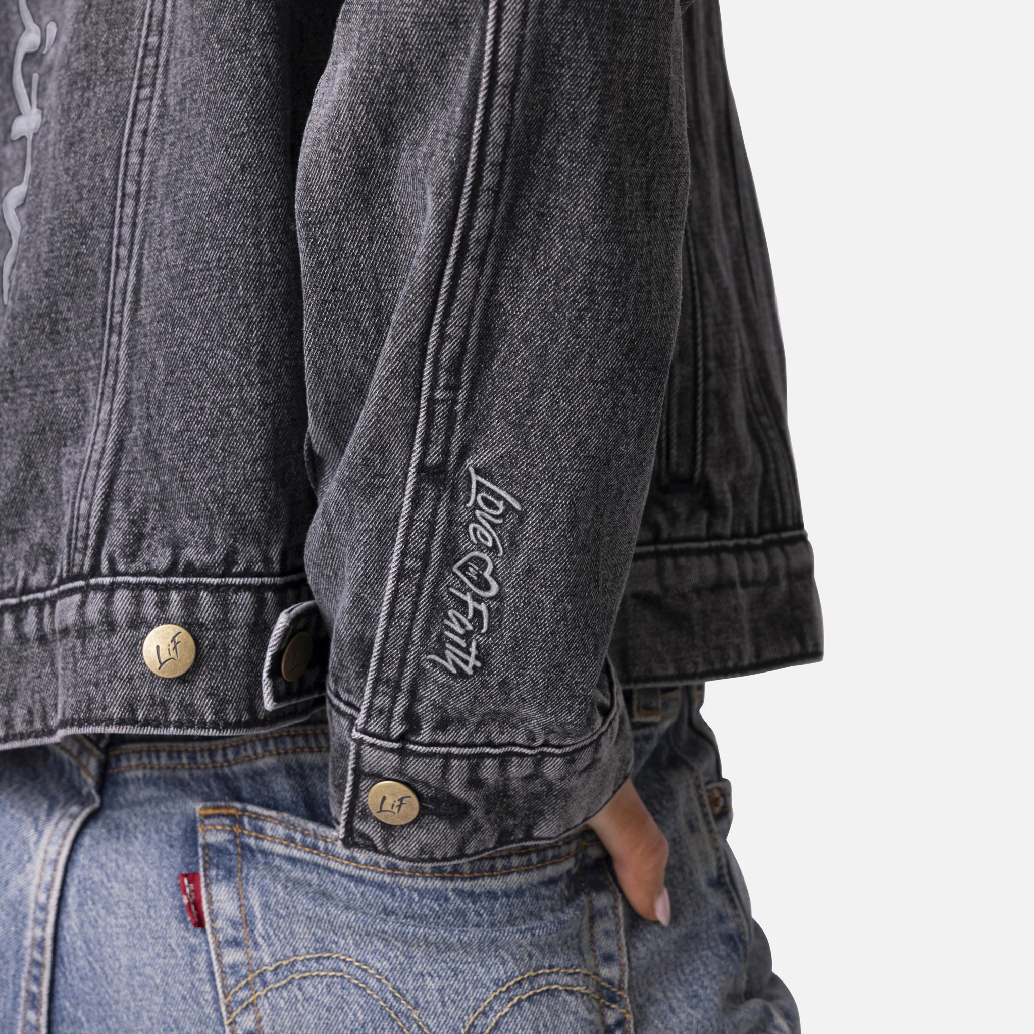 Vintage Washed Faith Cross Denim Jacket - Image 14