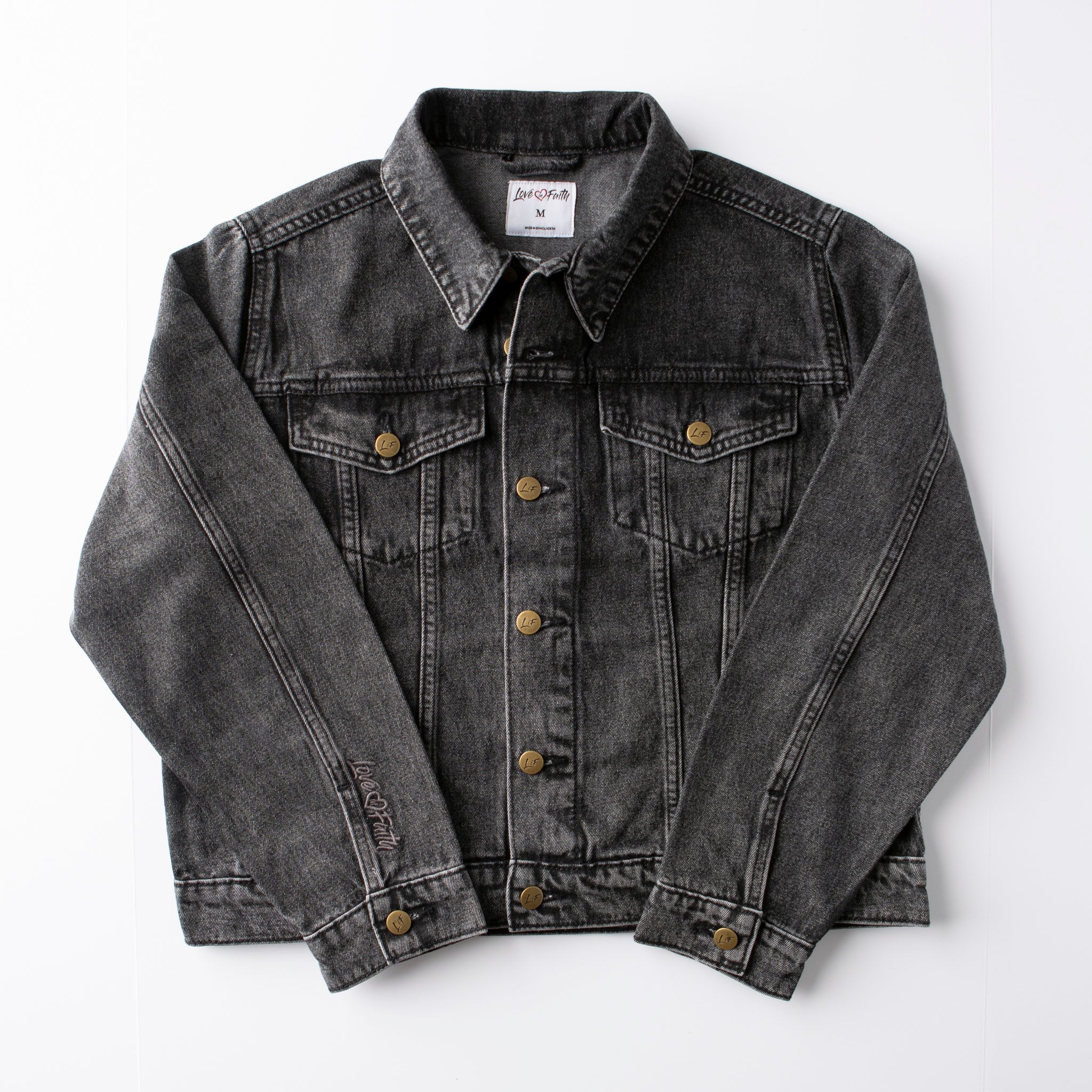 Vintage Washed Faith Cross Denim Jacket - Image 9