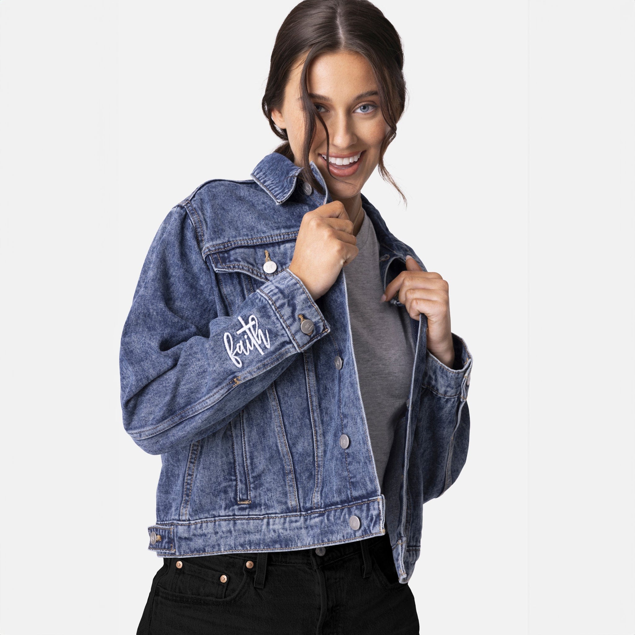Vintage Washed Faith Denim Jacket - Image 11