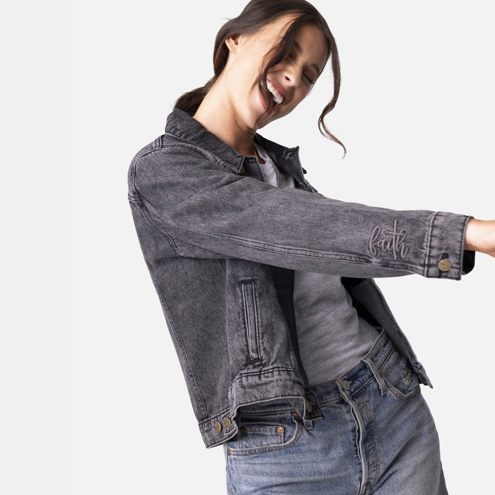 Vintage Washed Faith Denim Jacket - Image 19