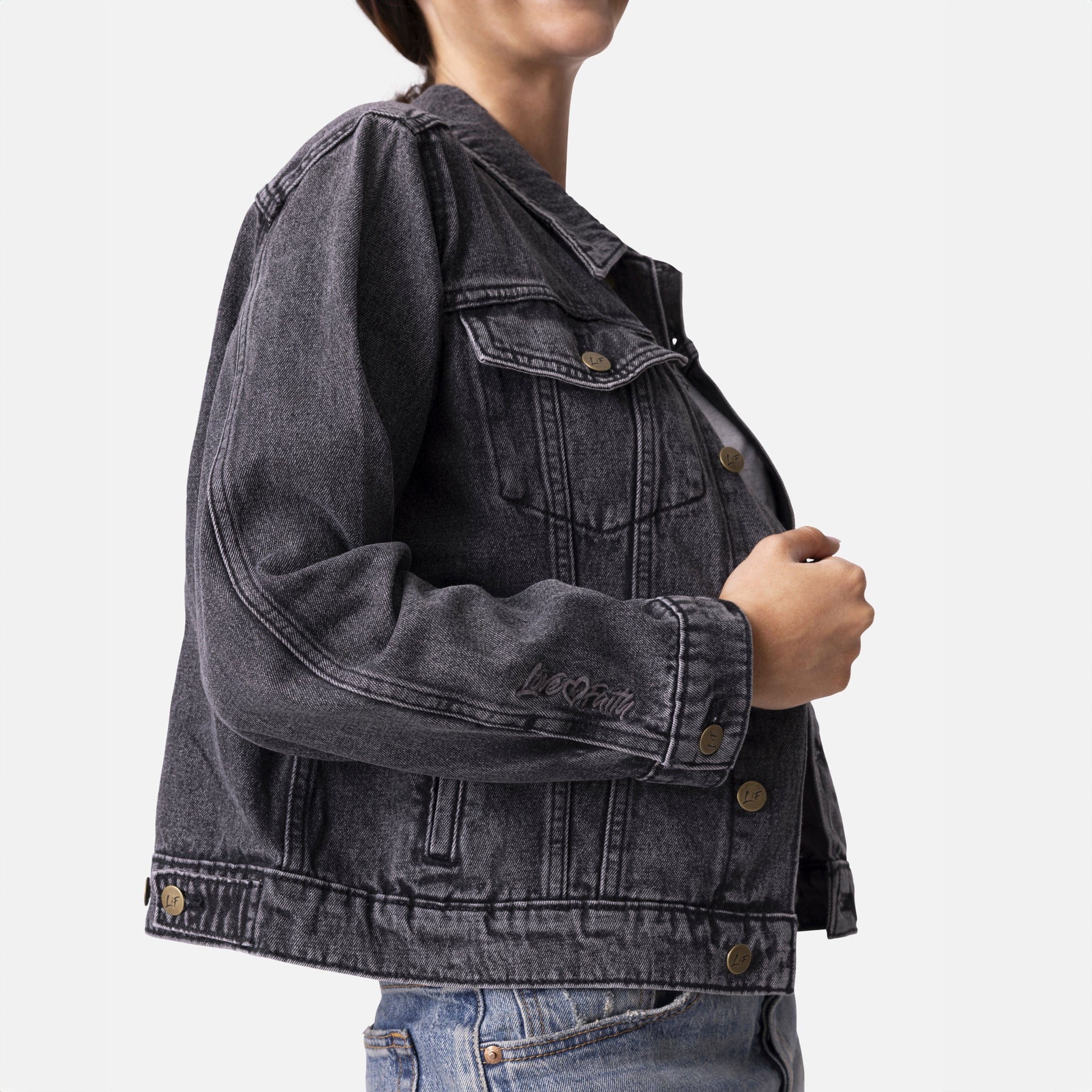 Vintage Washed Love in Faith Denim Jacket - Image 14