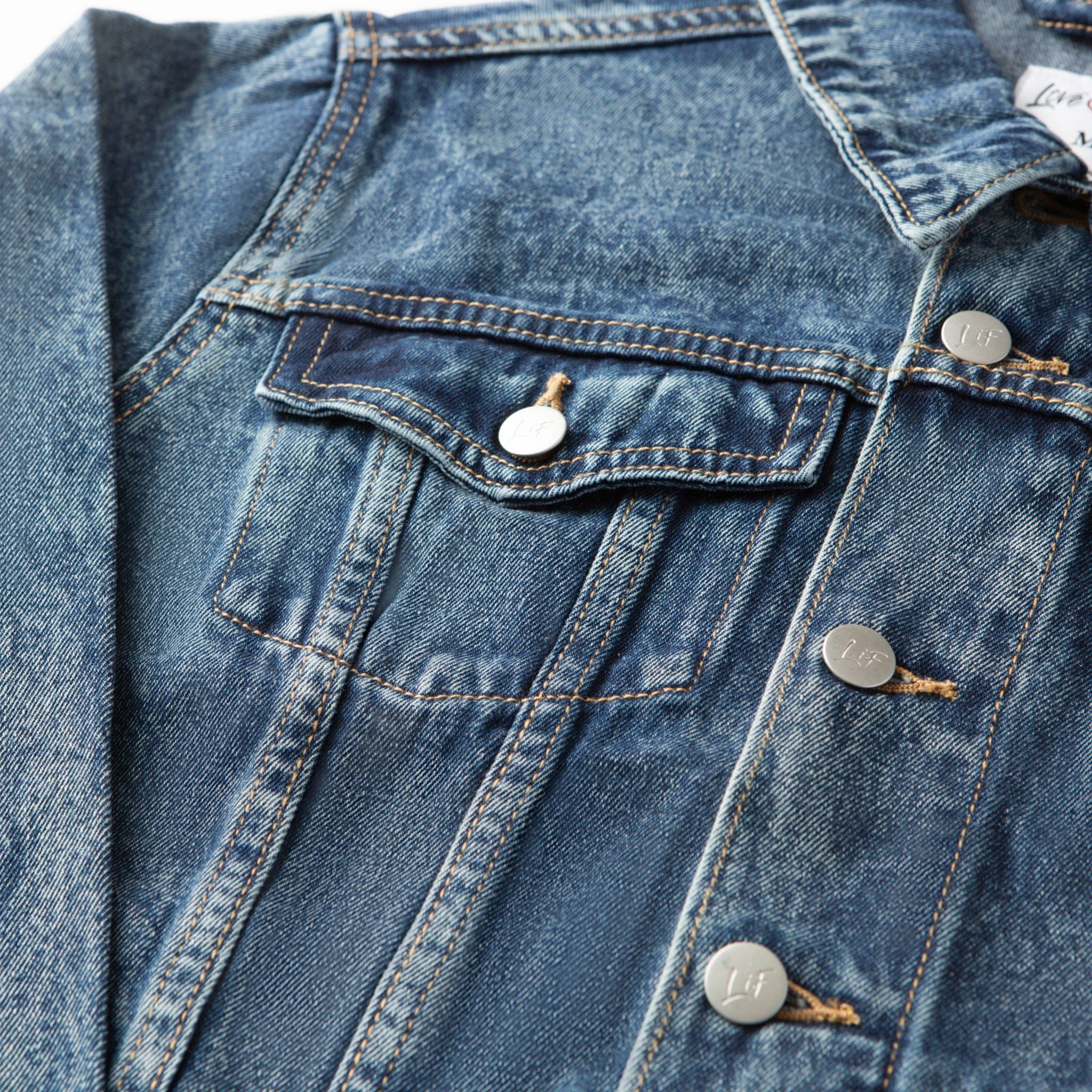 Vintage Washed Love Like Jesus Denim Jacket - Image 3