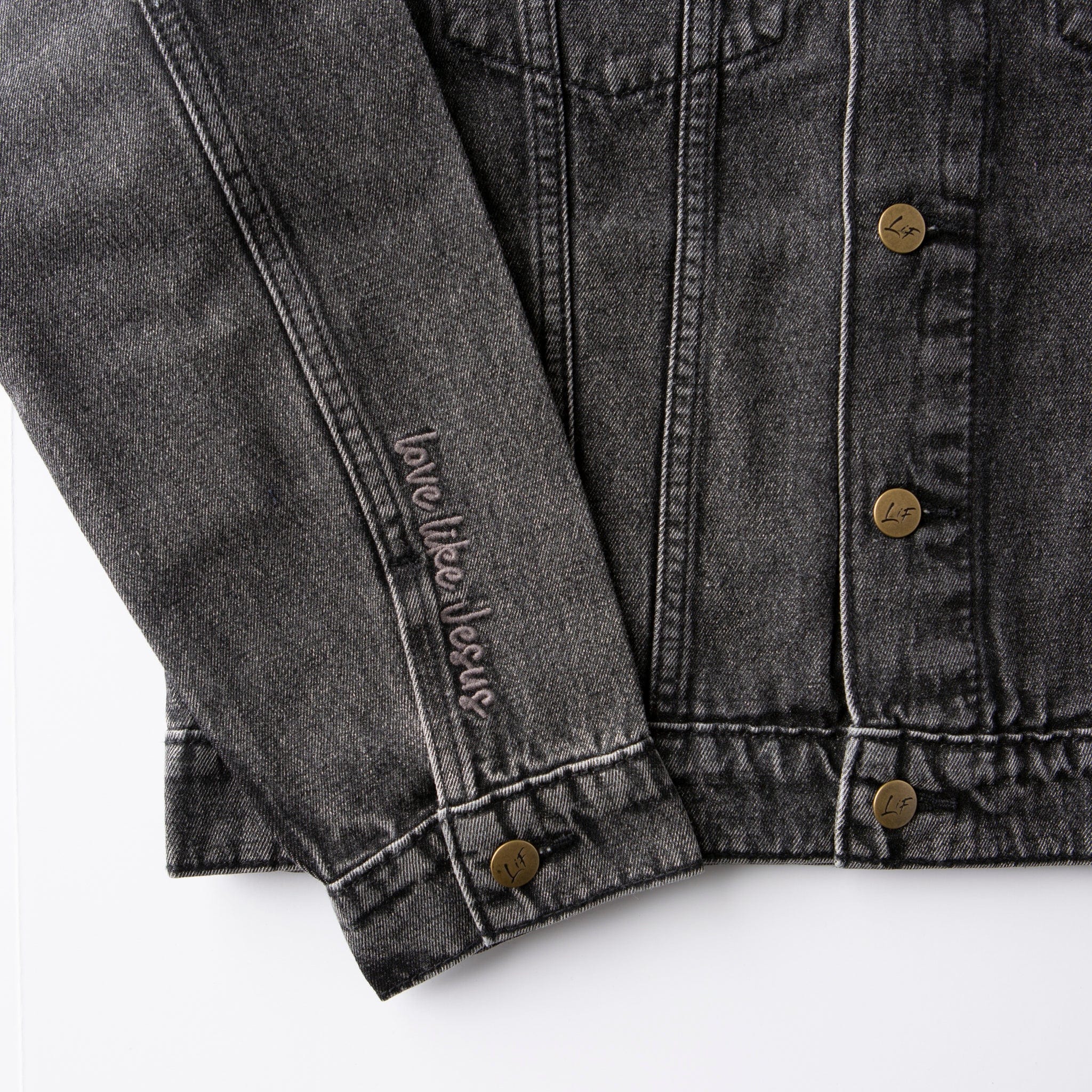 Vintage Washed Love Like Jesus Denim Jacket - Image 6